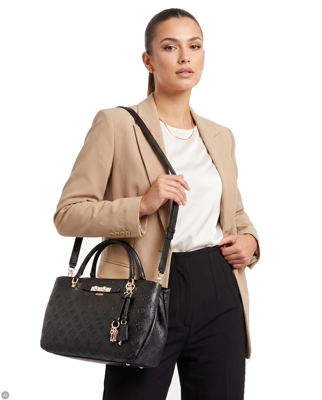 Guess Carmella Torebka Klasyczna Tłoczona Czarna HWPD2225060-BLACK