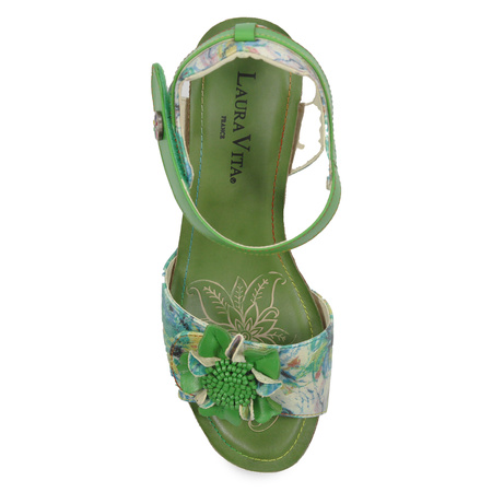 Laura Vita Women's leather sandals on the wedge Menthe