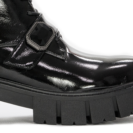 S.Barski Women's Ankle Boots Black Lacquered