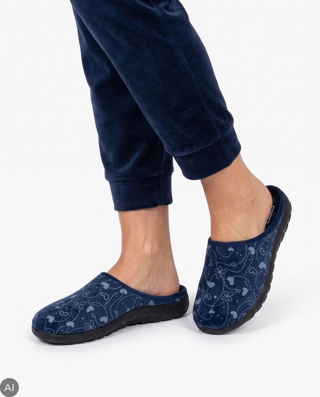 Inblu Women's Comfortable Home Slippers Textile Slip-On Navy ET000041