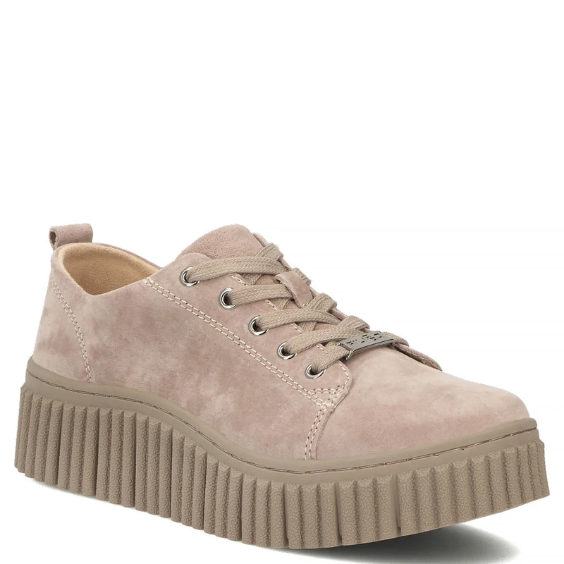 Filippo Skórzane Zamszowe Półbuty Sneakersy Na Ryflowanej Platformie Beżowe DP8337/26 BE