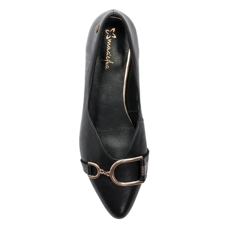 Maciejka Leather Ballerinas With Decorative Buckle Black 05934-01/00-1