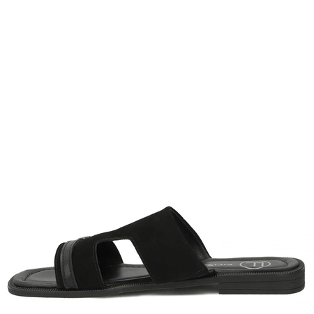 Filippo Leather Slides With Decorative Buckle Black DK7747-26-BK