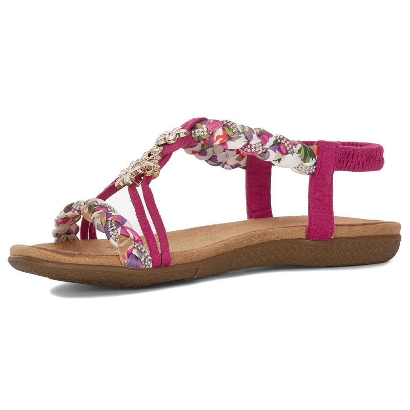 Artiker Comfort Braided Pink Jeweled Women's Sandals Fuchsia 56C1314