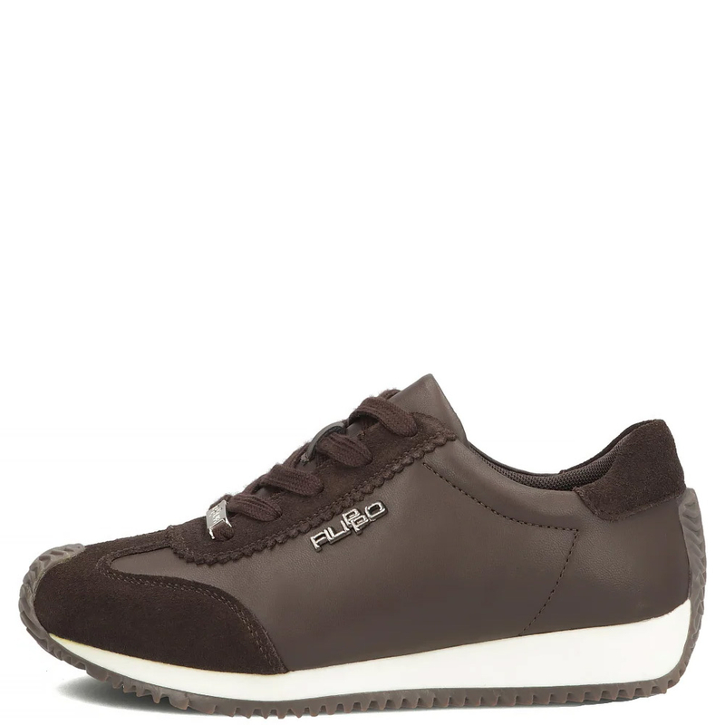Filippo Skórzane Sneakersy Zamszowe Detale Brązowe DP7979-26-D-BR