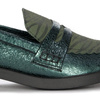 Maciejka Metallic Leather Loafers Low Heel Green 06250-09/00-1
