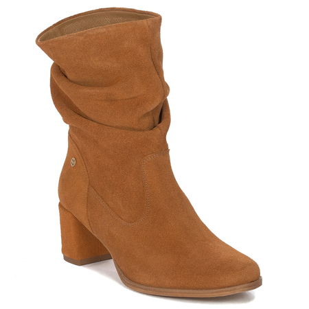Maciejka Slouch Suede Ankle Boots Block Heel Cognac Brown 06005-29/00-6