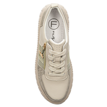 Filippo Półbuty Sneakersy damskie skórzane Beige Beżowe