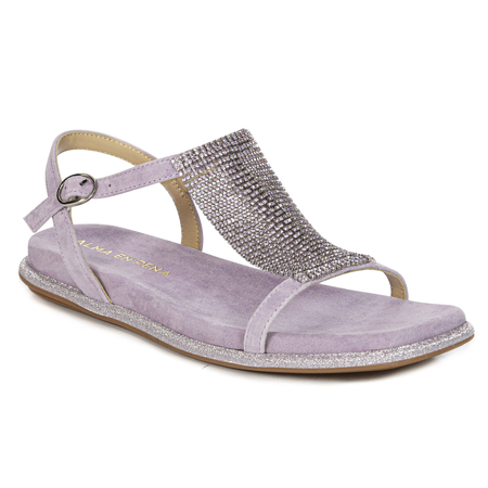 Alma En Pena Sandały damskie skóra zamsz fioletowe Suede Lilac
