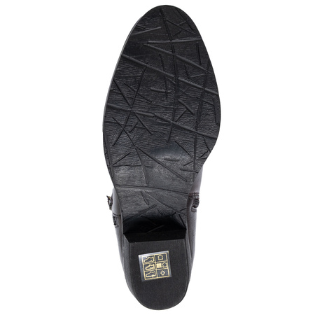 Maciejka Skórzane Botki Na Słupku Bordowe H7170-23/00-7