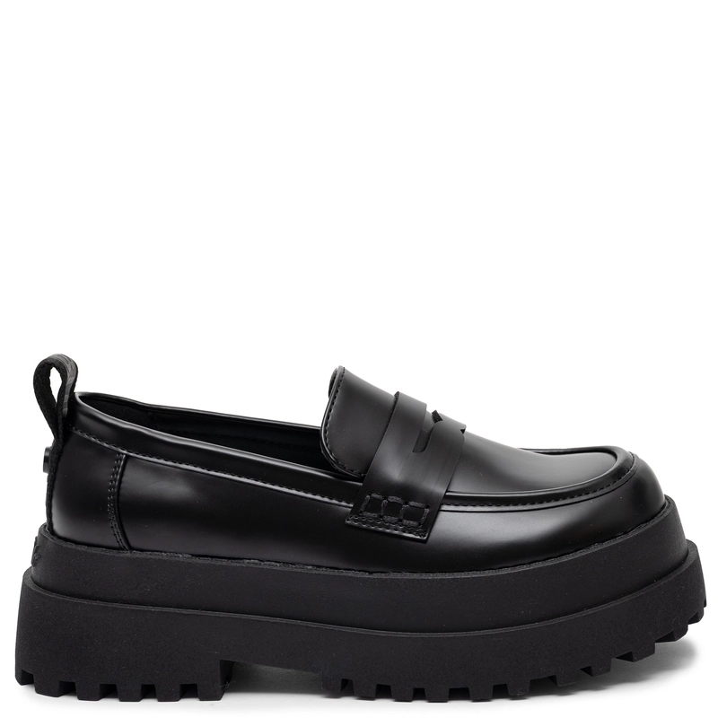 Buffalo Aspha Loafer Chunky Platform Shoes Black 1624086-BLK