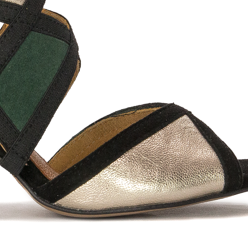 Maciejka women's leather green+ black Sandals