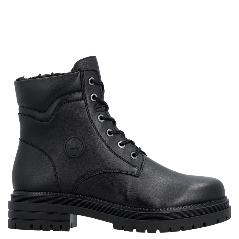 Rieker Ocieplane Sznurowane Trzewiki Botki Czarne Y3103-00-BLK