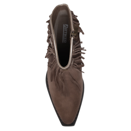 Artiker Fringe Cowboy Ankle Boots Pointed-Toe Brown 57C01136