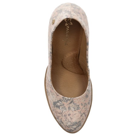 Maciejka Skórzane Czółenka na Platformie Beżowe Nude 02629-04-00-1