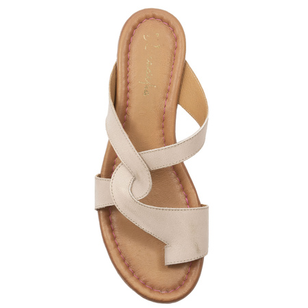 Maciejka Women's Flip-Flops Beige + Gold Cloth