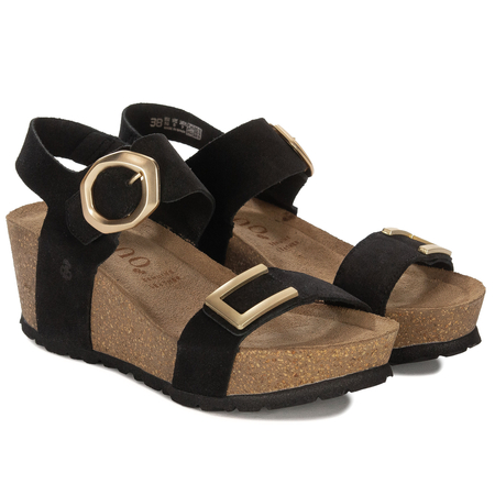 Yokono Women's Anchor Sandals Leather Black