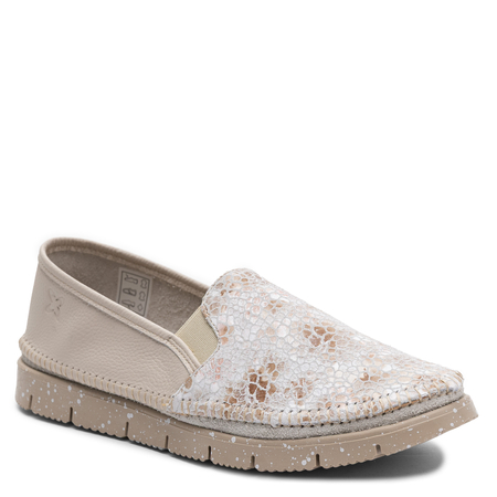 Maciejka Leather Patterned Slip-On Loafers Flexible Sole Beige 03512-72/00-0