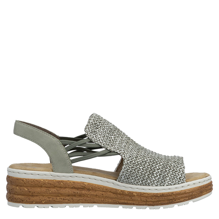 Rieker Women's Green Wedge Sandals 62741-52