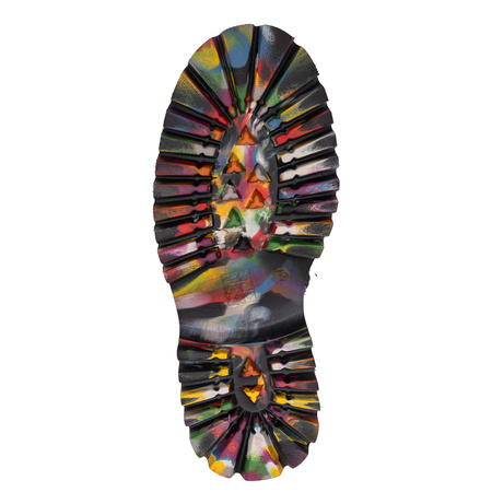 Artiker Skórzane Botki na Platformie Czarno-Bordowe 57C0165