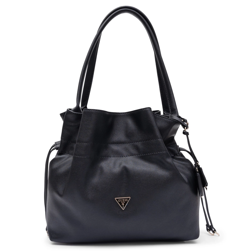 Guess Karima Drawstring Tote Bag Slouchy Shoulder Bag Black HWNG2249230-BLACK