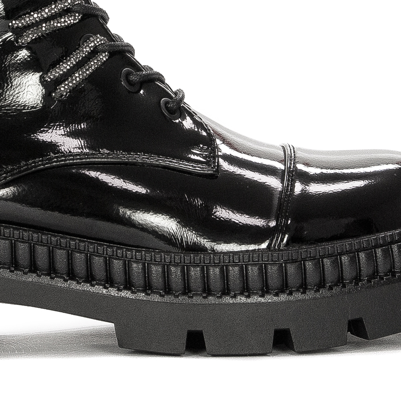 S.Barski Women's Ankle Boots Black Lacquered