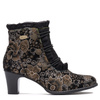 Laura Vita Heeled Ankle Boots Boho Floral With Zipper Black ELCODIEO-224-CAFE