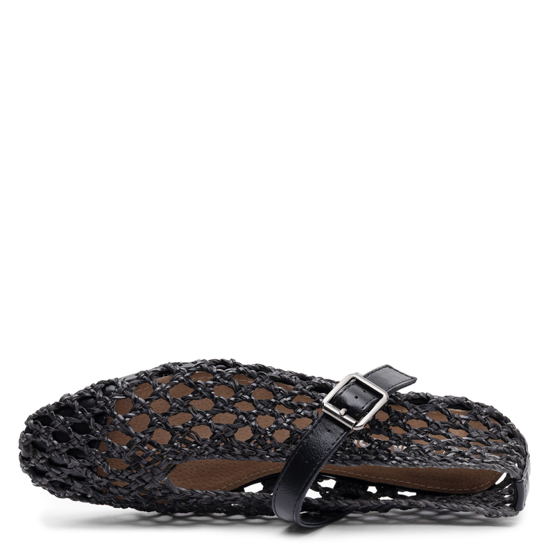 Sokolski Elegant Woven Pumps With Strap Black SR-W26-137-BLK