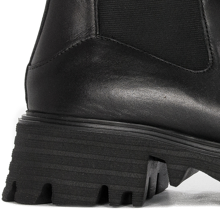 CAFENOIR Women's leather ankle boots Nero black