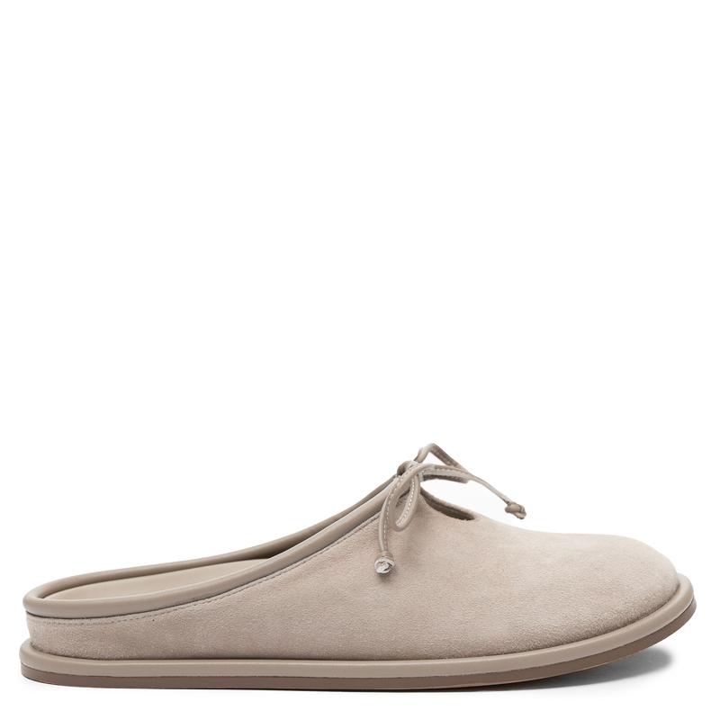 Maciejka Leather Suede House Slippers Closed Toe Flat Sole Beige K7514-22/00-1