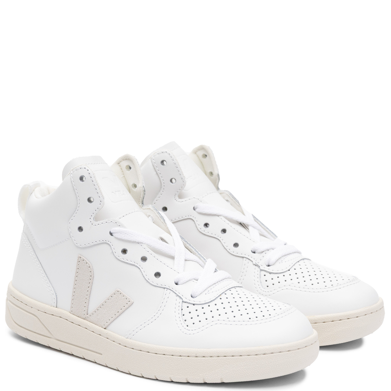 Veja Sneakersy damskie skórzane wysokie White Natural białe