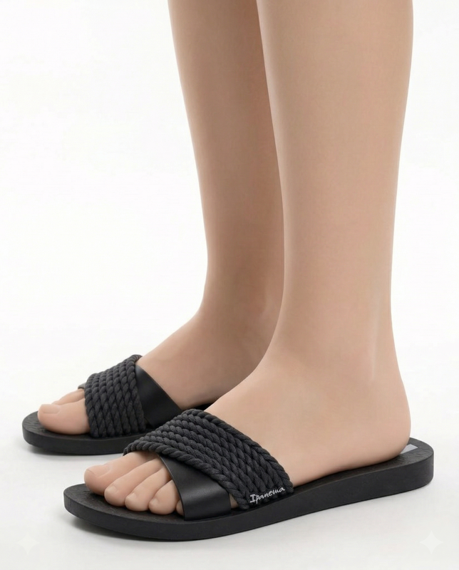Ipanema Street Slides Braided Strap Black 83244-20766-BK