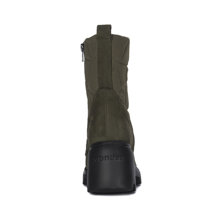 Wonders Botki damskie skórzane na platformie Alga Khaki