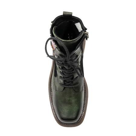 Maciejka Leather Platform Boots Green 07104-09/00-8