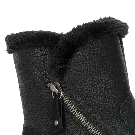 Rieker Botki damskie ocieplane Black czarne