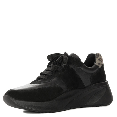 Maciejka Sneakersy Skórzane Półbuty Na Koturnie Czarne P7239-01/00-7