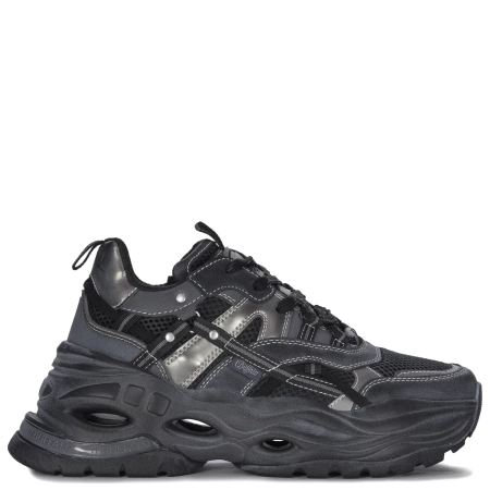 Buffalo Women's Triplet Hollow VNTG Black Silver Sneakers