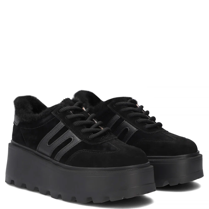 Filippo Skórzane Sneakersy Ocieplane Na Platformie Czarne DP7110-26-BK