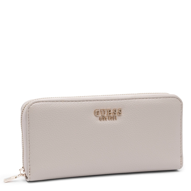 Guess Elegancki Zapinany Na Zamek Portfel Damski Z Paskiem Beżowy SWBG9735146-BEIGE