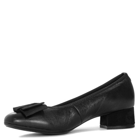 Maciejka Women’s Leather Pumps Block Heel With Bow Black P7220-01/00-7
