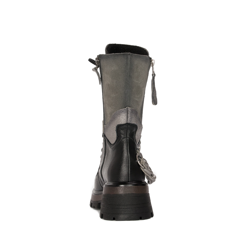 Maciejka Black + Grey Women's Lace-Up Boots