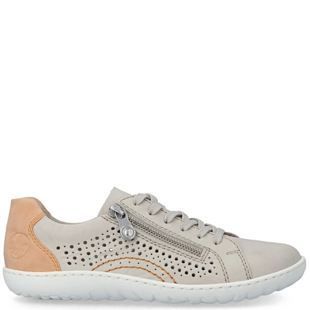 Rieker Perforated Women's Sneakers with Side Zip Beige 52824-60