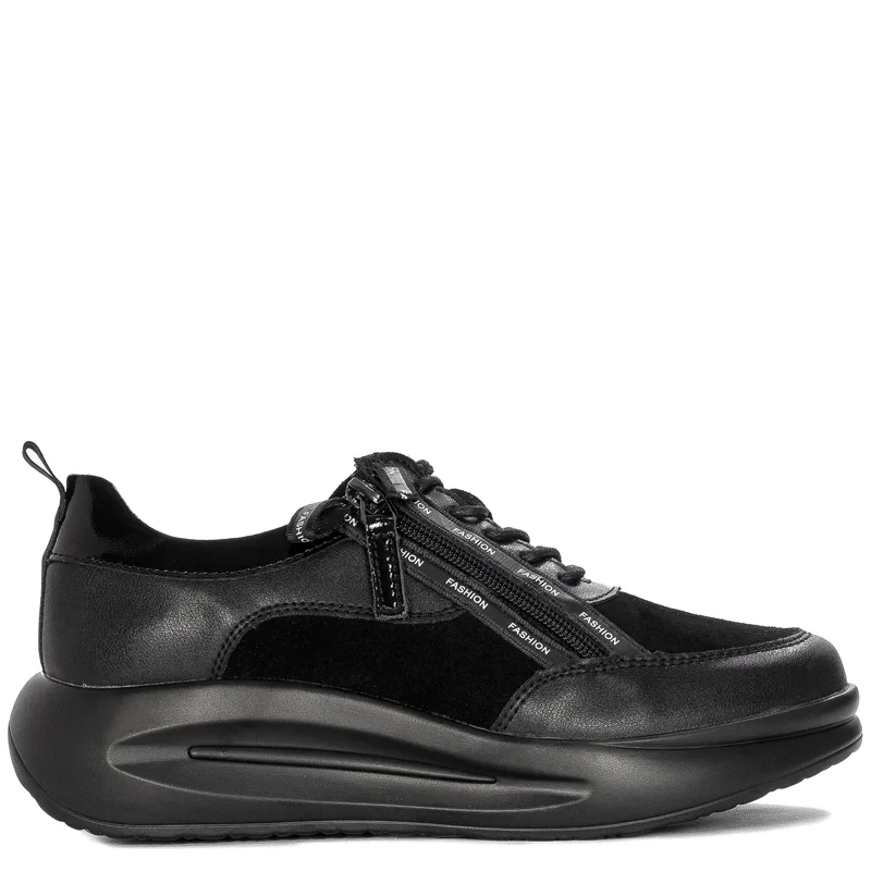 T.Sokolski Półbuty damskie sneakersy skórzane Black czarne