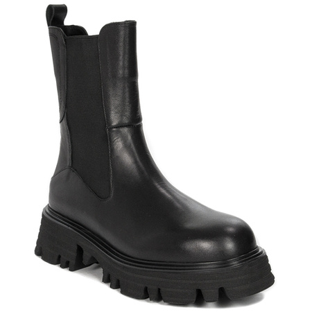 CAFENOIR Women's leather ankle boots Nero black