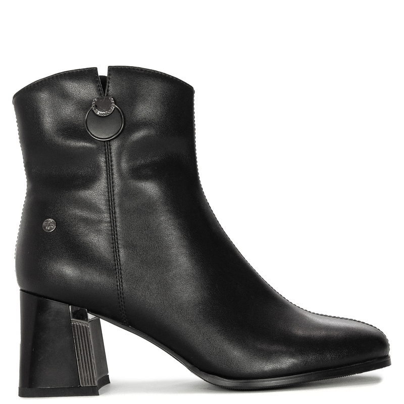 Maciejka Leather Heeled Ankle Boots Geometric Block Heel Black K7203-01/00-8