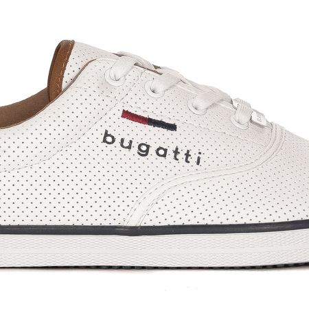 Bugatti Półbuty męskie ażurowe białe