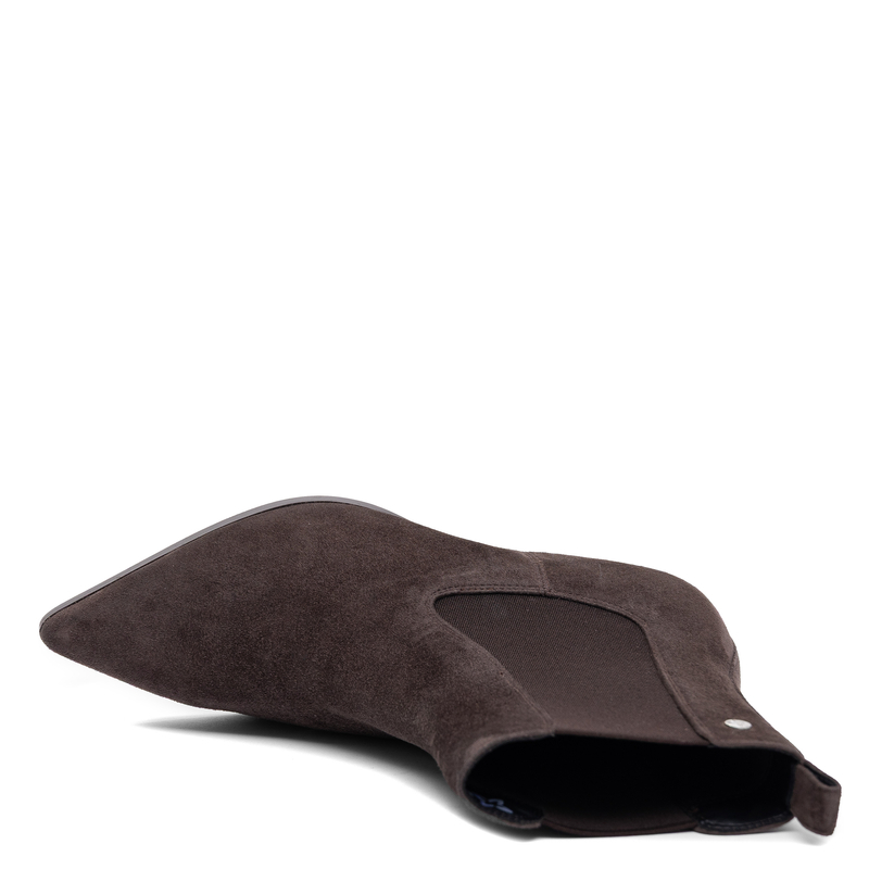 Maciejka Leather Ankle Boots Pointed Toe Kitten Heel Dark Chocolate K7756-02/00-7
