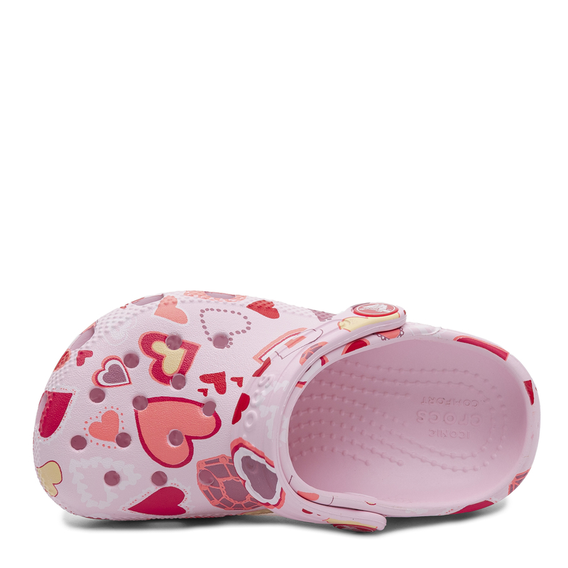 Crocs Classic Heart Print Clog Dziewczęce Klapki Różowe 209754-7CI