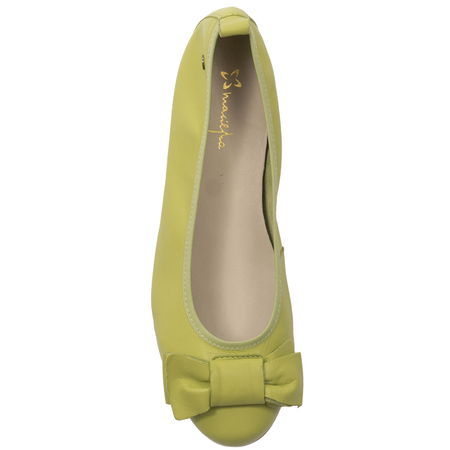 Maciejka Leather Ballerinas With Bow Green P6802-09-00-0