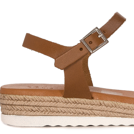 Maciejka Brown leather women's sandals espadrillers